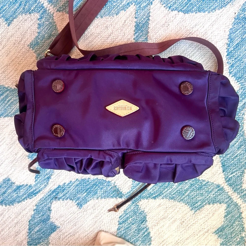 Gorgeous MZ Wallace plum nylon Clara satchel with leather trim & brass h…